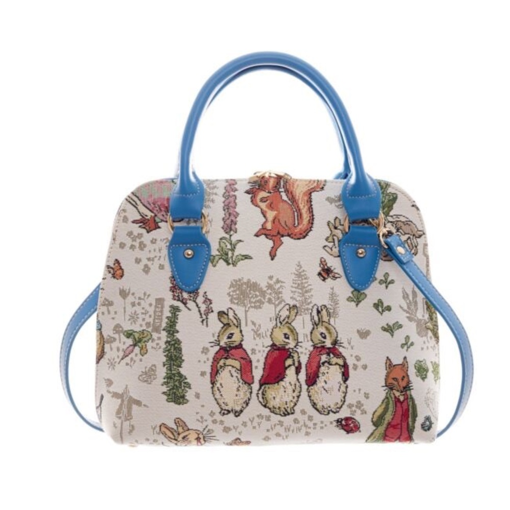 Chic Blue and Cream Shoulder Bag with Woodland Design